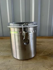 Oggi Stainless Steel Airtight Canister Clear Plastic Lid & Locking Clamp