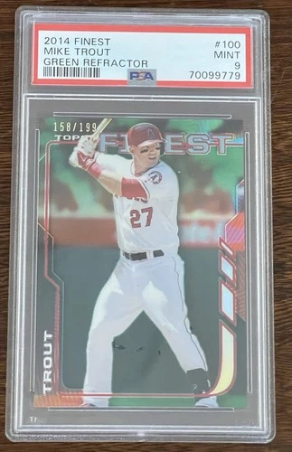 2014 Topps Finest - Mike Trout #100 Green Refractor /199 PSA 9