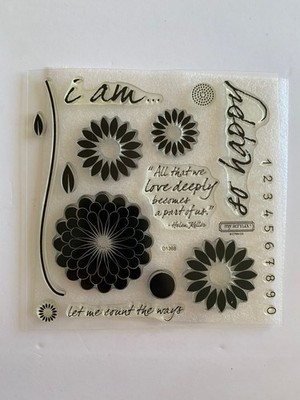 My Acrylix Acrylic Stamp Set I Am So Happy D1368 Spring Flowers Numbers