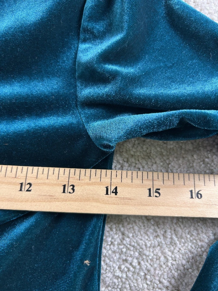 Maxi disfraz renacentista de terciopelo verde azulado pequeño para mujer Foto 3 de 4