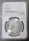 1885 Philadelphia Morgan Silver NGC MS62 Nice Eye Appeal