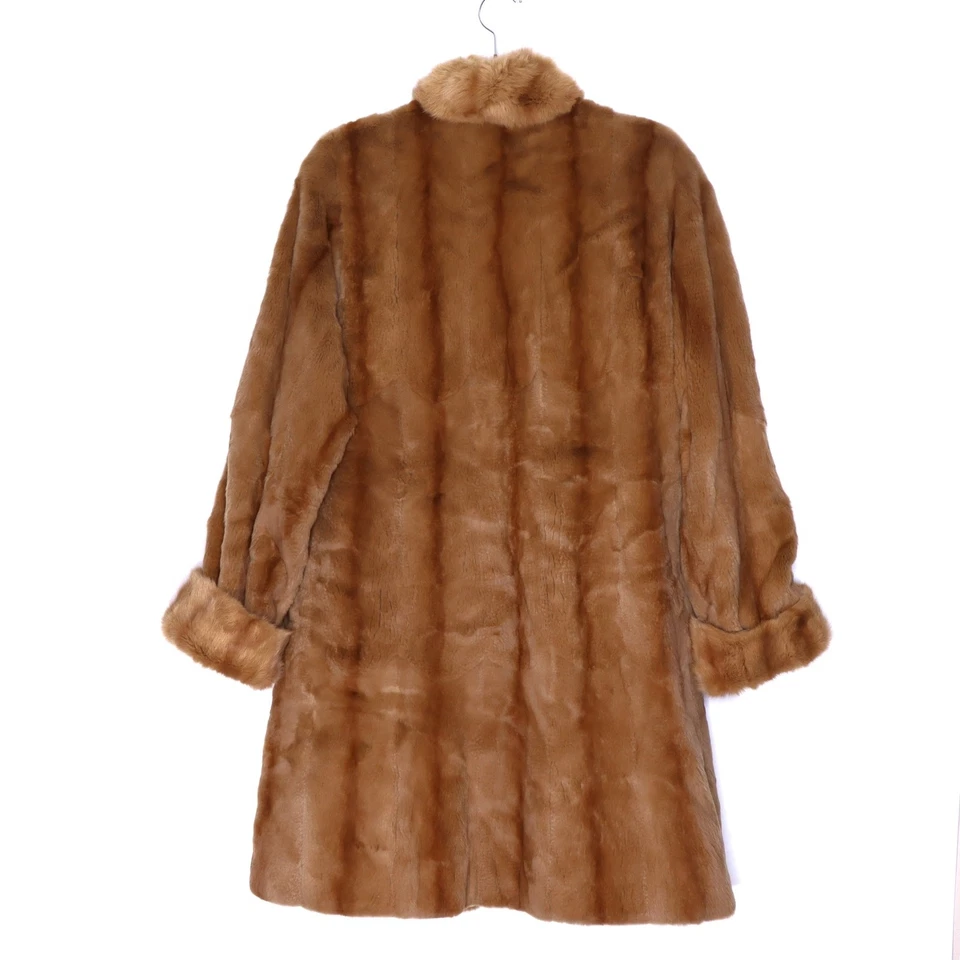 Vtg 90s Y2k Dyed Mink Fur Knee Length Reversible Driving Coat Tan Women's S/M - Image 2 of 4