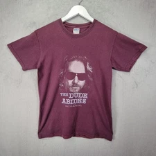 Vintage The Big Lebowski T-Shirt The Dude Abides Mens Small Purple 90s