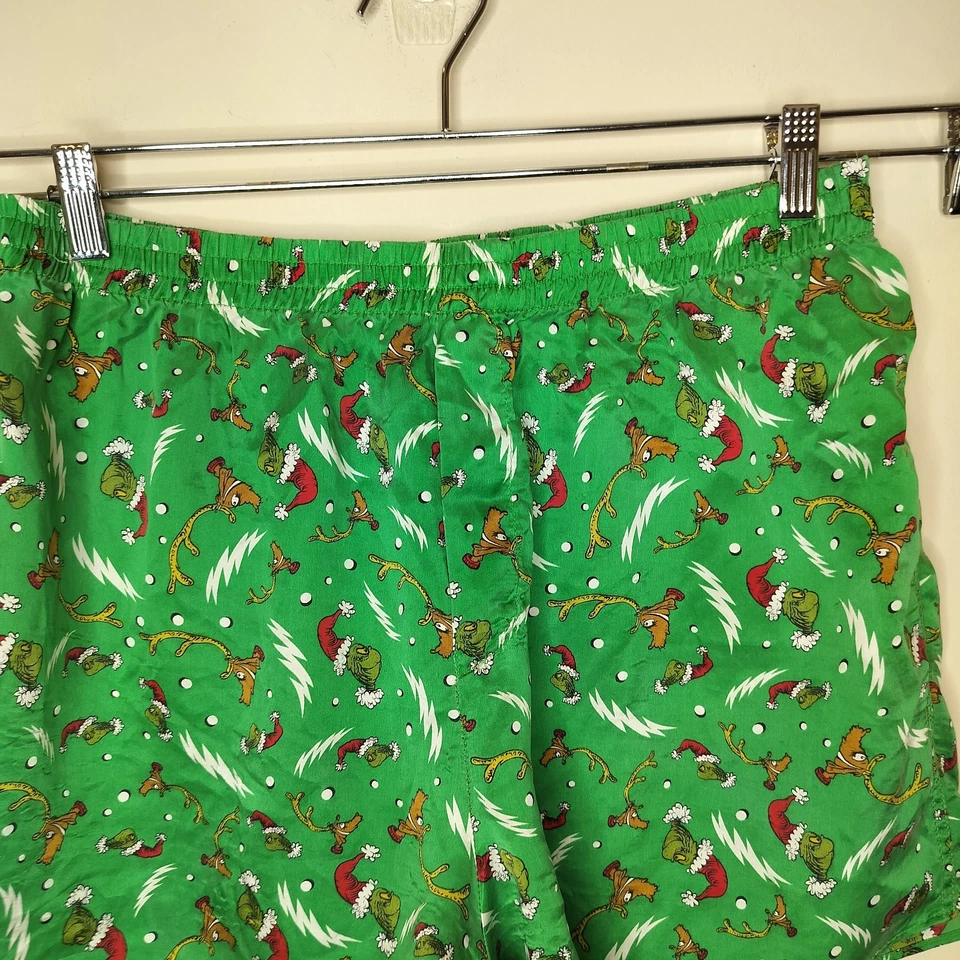 Pantalones Cortos para Dormir Dr. Seuss Para Hombre Seda Talla XL Grinch Vacaciones Navidad Verde Foto 2 de 4
