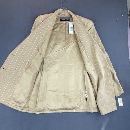 VTG Ellen Tracy 100% Silk Blazer Sz 4 NWT Beige Double Breasted Pinstripe Lined - Picture 5 of 11