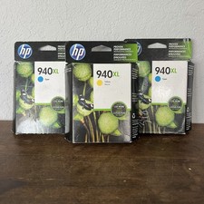 New Genuine HP 940XL Cyan X2 And Yellow Ink Cartridges Lot Of 3