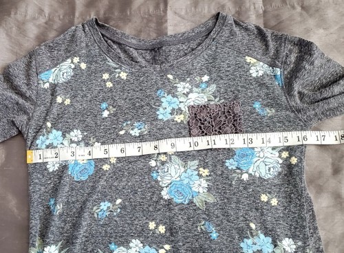 Justice girls long sleeve Floral & jeans short Multicolor Sz 12 used - Picture 6 of 12