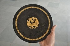 Vintage Unico Rotondo Dorato Nero Pavone Immagine Laccato da Parete Piastra