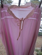 vintage 80s long lightweight plush poly flannel nightgowns size M-L pink