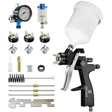 LVLP Air Spray Gun Premium Kit with 1.3/1.5/1.7mm Nozzle & Air Regulator,Auto...