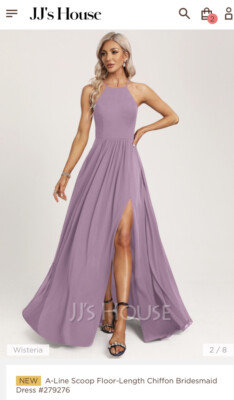 JJ's House Wisteria A-Line V-neck Tea-Length Chiffon Lace Dress