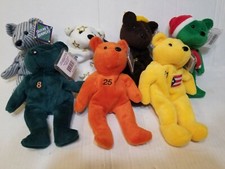 Bamm Beano's Teddy Bears - Lot of 7 - Clemente, Bonds, Ripken x2 , Ruth, Bagwel