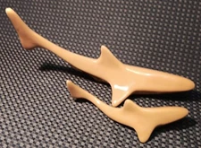 2 JARU SHARK vtg mcm pottery statue florida hawaiian calif fish table sculpture