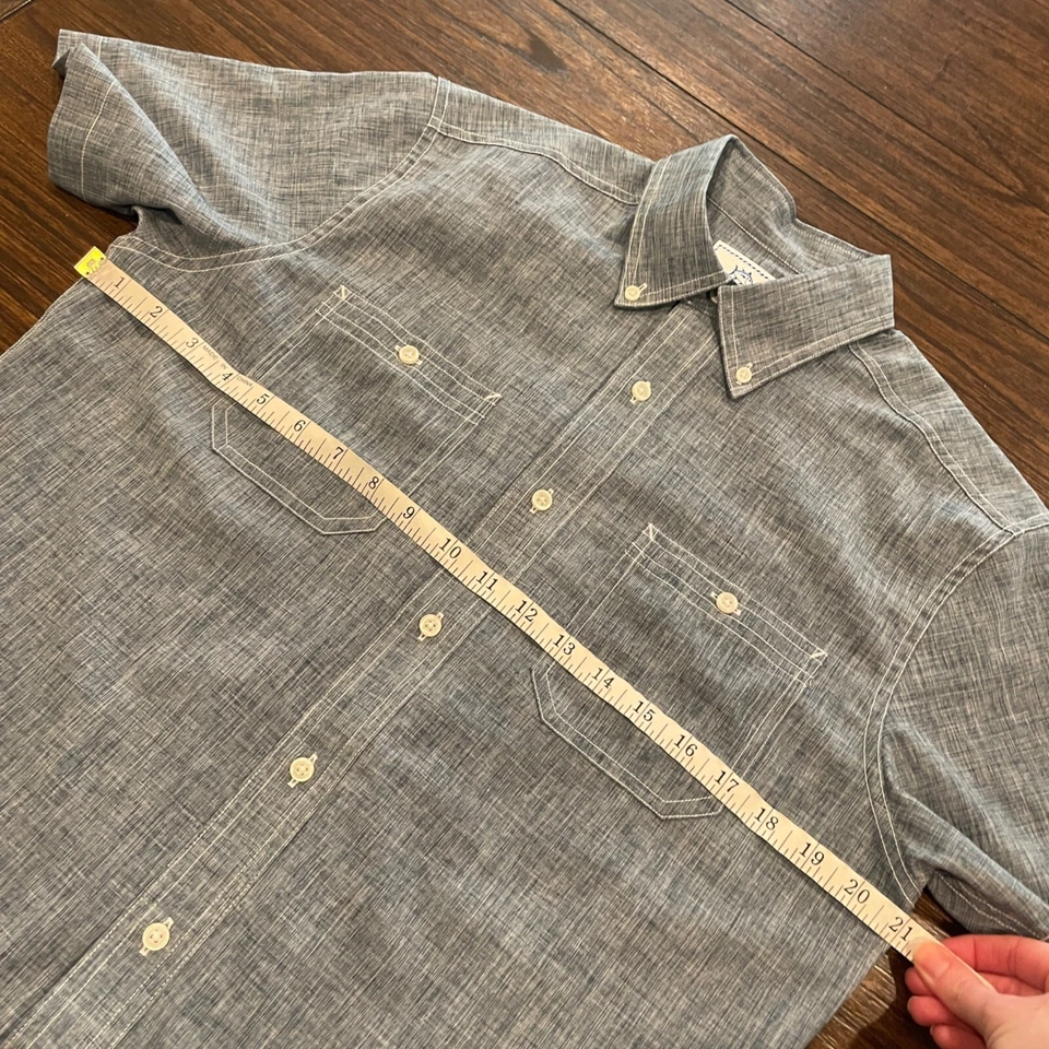 Southern Tide Men's Sz S Navy Blue Chambray SS Performance Shirt Button Down - Image 3 of 4