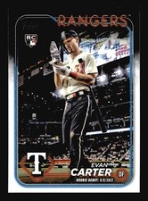 2024 Topps Update Evan Carter #US58 RC Rookie Debut Card Texas Rangers. rookie card picture