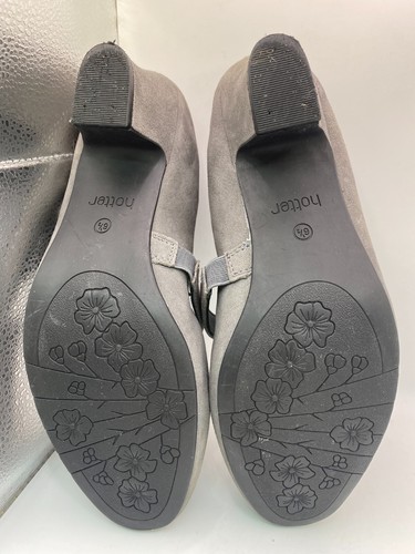 Hotter Charmaine Mary Jane Shoes Grey Suede Heels Hook & Loop Strap UK 6.5 - Picture 23 of 23