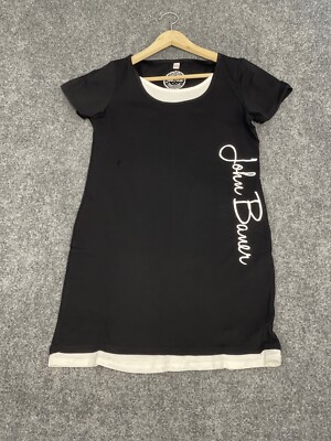 John Bamer Shift Dress Womens Large Tee Shirt Mini Dress S/S Cotton Artist N278