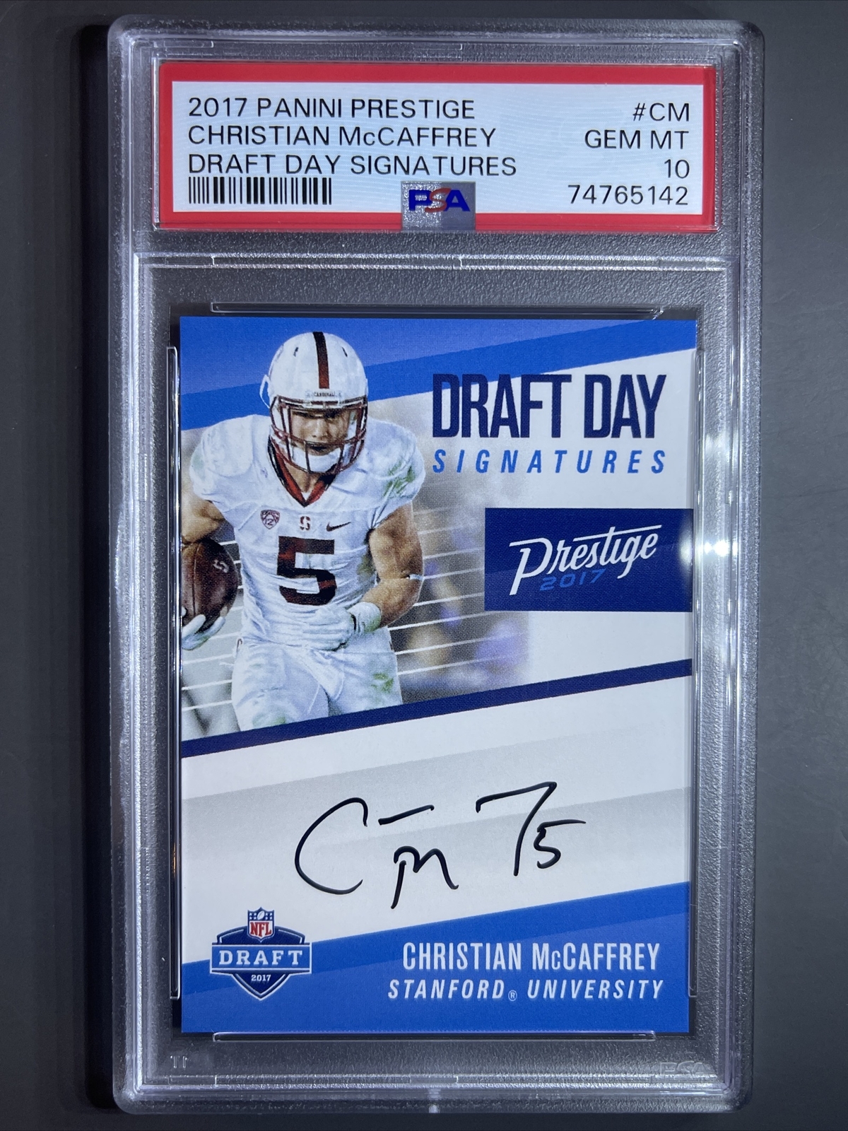 Christian McCaffrey Panini Prestige Draft Day Signatures #CM Base