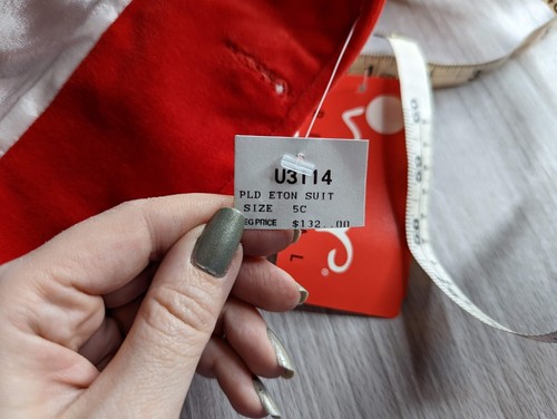 Vintage Imp Originals Oxford Plaid Red Velvet Suit Size 5 w/Tags - Picture 17 of 17