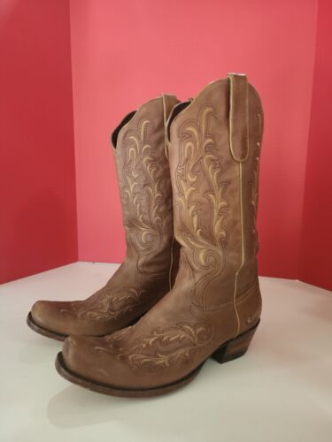 DENVER COWBOY BOOTS GENUINE LEATHER MENS SIZE 9.5 b Brown MADE IN MEXICO