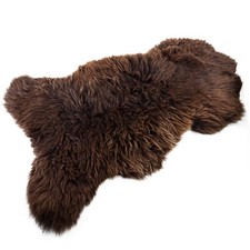 XL gro&szlig;es Irisches Schaffell braun Wei&szlig;gerbung ca. 120 cm