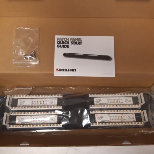 INTELLINET 32 Cat 5e Patch Panel Network Rack Mount, Black New in Box - Picture 2 of 4