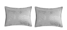 Hudson Park Luxe Palmetto Cotton Silk Pair Standard Pillow Shams Silver $390 NEW