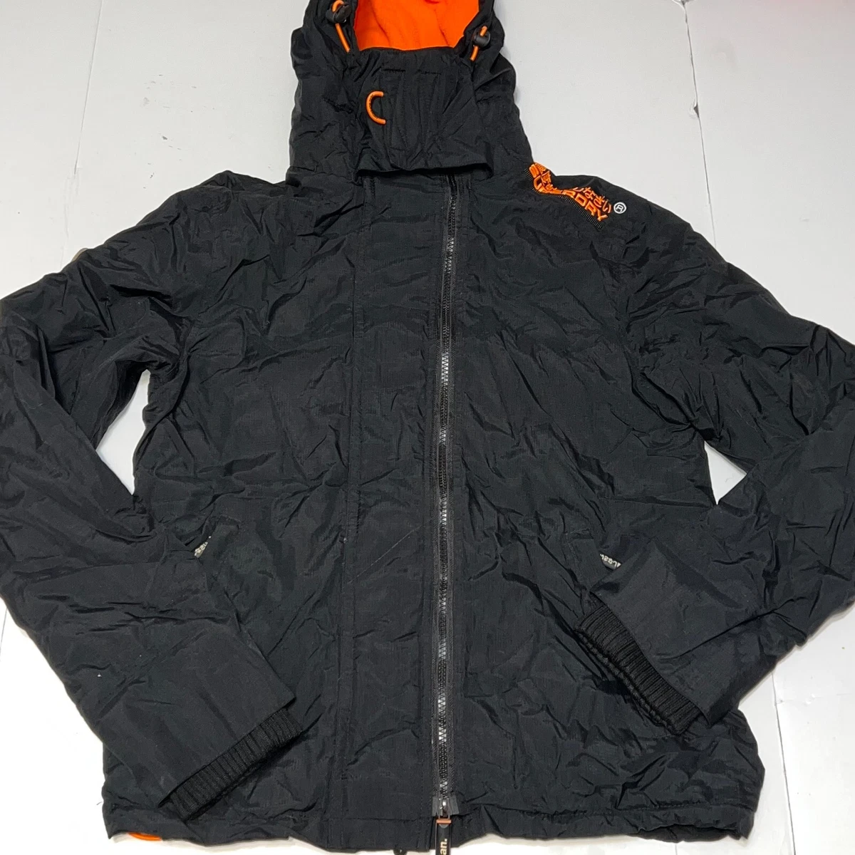 Super Dry Japan Windcheater Jacket Black Orange Lined Triple Zip Up Mens  Medium | eBay