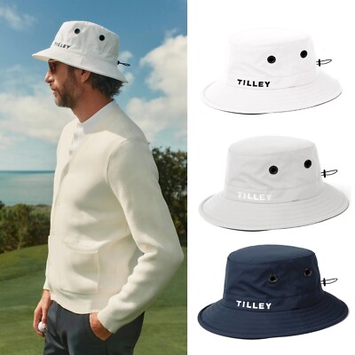 Tilley Golf Bucket Hat With Tee Holder UPF50+ Navy/White/Grey UK