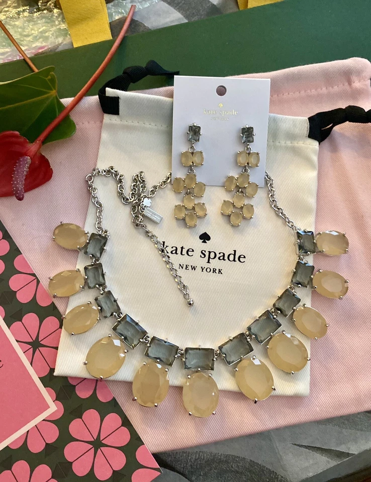 KATE SPADE HANCOCK ПАРК ВОРОТНИК ОЖЕРЕЛЬЕ И СЕРЬГИ ДЫМ СЕРЫЙ СЕРЕБРО - Изображение 2 из 4