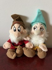 Lot Of 2 Disney Store Seven Dwarfs 7  Plush Dolls Bashful Grumpy