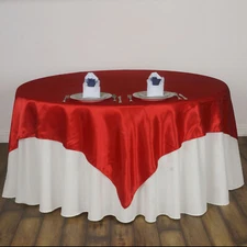 Red 60x60" SATIN SQUARE TABLE OVERLAY Wedding Catering Supplies Dinner SALE