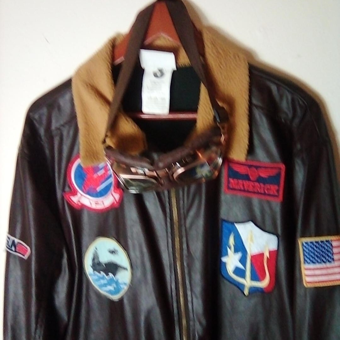 Top Gun Faux Leather Bomber Jacket Men's XL Spirit Ha… Gem