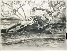 Original Drawing Of "Gassin" Gaylon Mosier 2 Golden Era MX Cycleworld Photoshoot