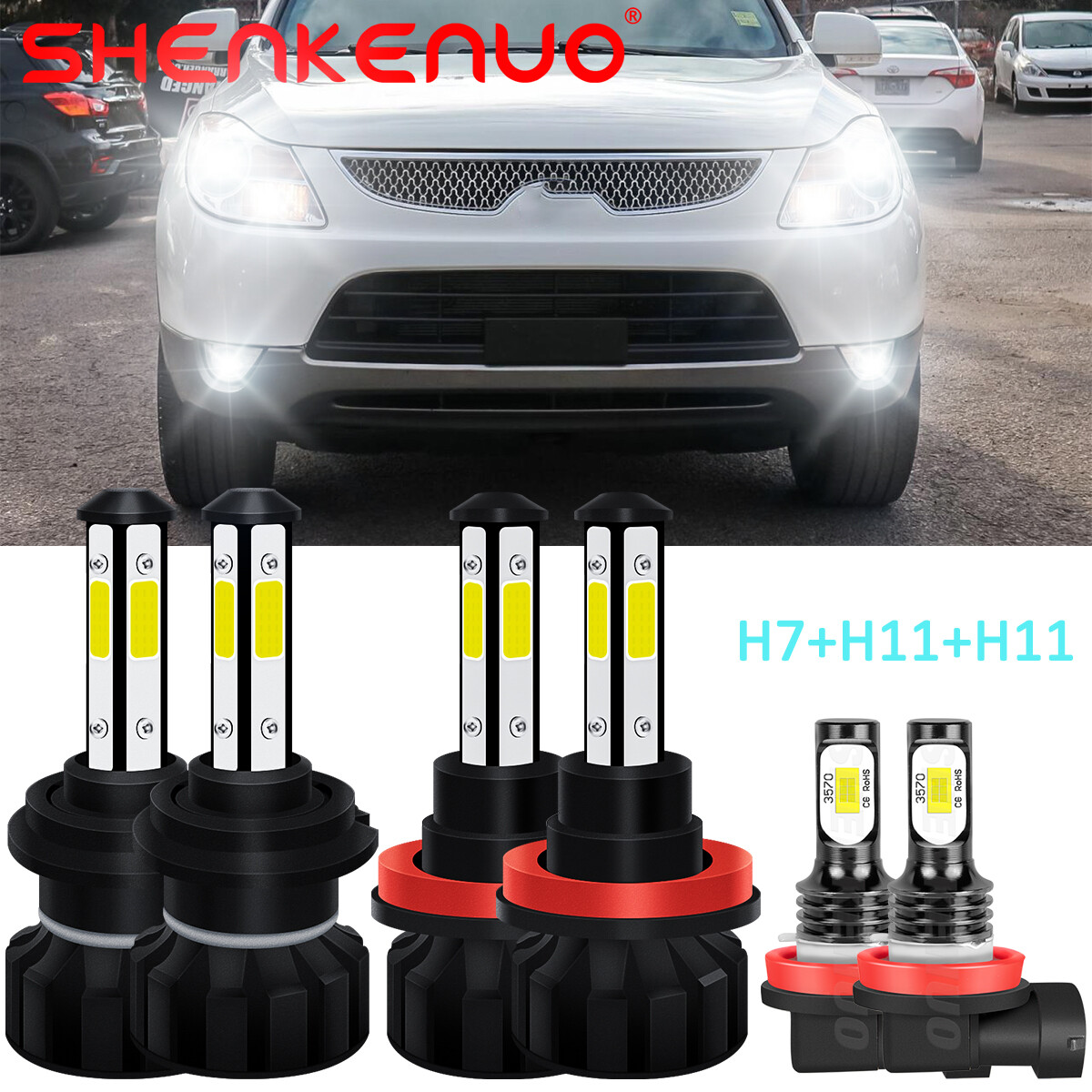 For Hyundai Veracruz 2007-2011 LED Headlight High Low Beam+Fog Light ...