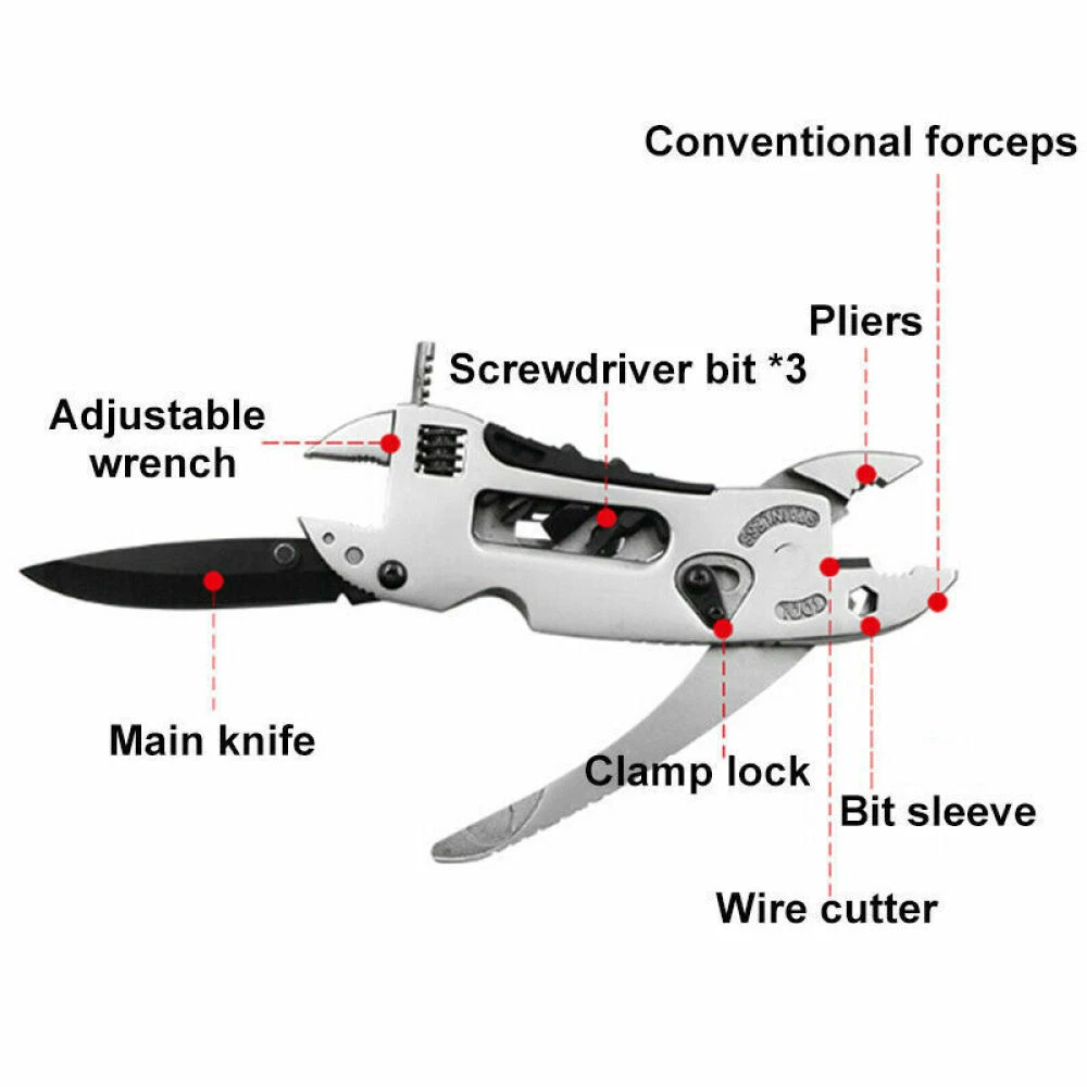 Multi Tool Set Adjustable Wrench Jaw Screwdriver Pliers Knife Survival Gear New