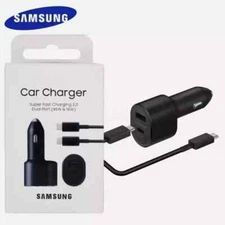 Brand New Samsung 45W 2 Port Super Fast Charging Dual Car Charger with-Original⚡