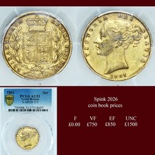 QUEEN VICTORIA 1861 Gold Sovereign T/V in VICTORIA, Second head, PCGS AU53