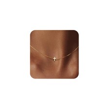 Gold Necklace for Women, Gold Cross Necklace 14K Gold Plated Dainty Small Cross