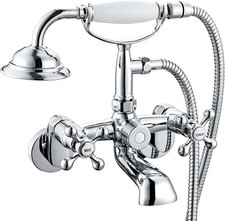 Clawfoot Tub Faucet and Shower Kit Chrome Wall Mount Tub Faucet G1/2 Vintage Tu