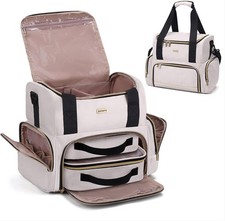 Large Makeup Cosmetic Bag with 2 Removable Case, Double Layer Large, Khaki
