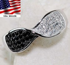 1CT Treated Black Sapphire  Topaz 925 Solid Sterling Silver Ring Sz 6 UB1-2