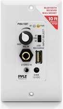 Pyle 100W Bluetooth Wall Amp Receiver USB AUX Mic In Speaker Output White