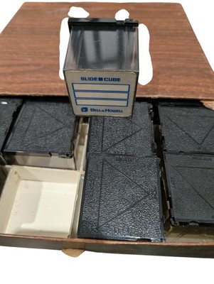 Vintage Bell & Howell Slide Cube Cartridge Library Drawers Lot Slide Holders