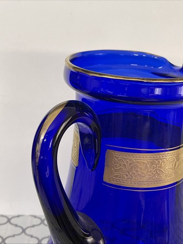 ANTIQUE COBALT BLUE GOLD GILT LIDDED PITCHER Lovely Find! - Picture 11 of 11