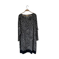 Michael by Michael Kors blue and white geometric print shift dress womens 2X