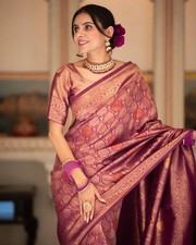 Designer Sari Bollywood Bridal Silk Saree Blouse South Indian Party Wear Saree
