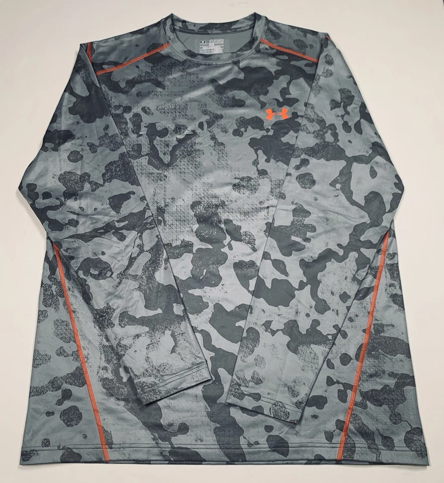 Camisa Under Armour Coldgear Capa Base Para Hombres 2XL Ajustada Gris Camuflada Elastizada Logo Foto 2 de 4