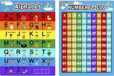Bememo 2 Pieces Numbers Chart 1-100 and Alphabet Letters Abc Chart,... 