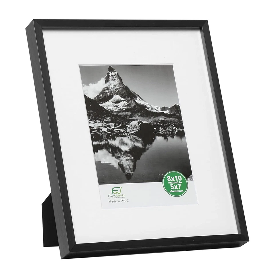 Marco de fotos 8x10 mate a 5x7 - Marco de aluminio con vidrio templado, extraíble... Foto 2 de 4